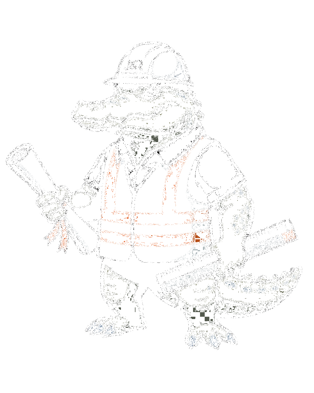 J&R Construction hard-hat mascot